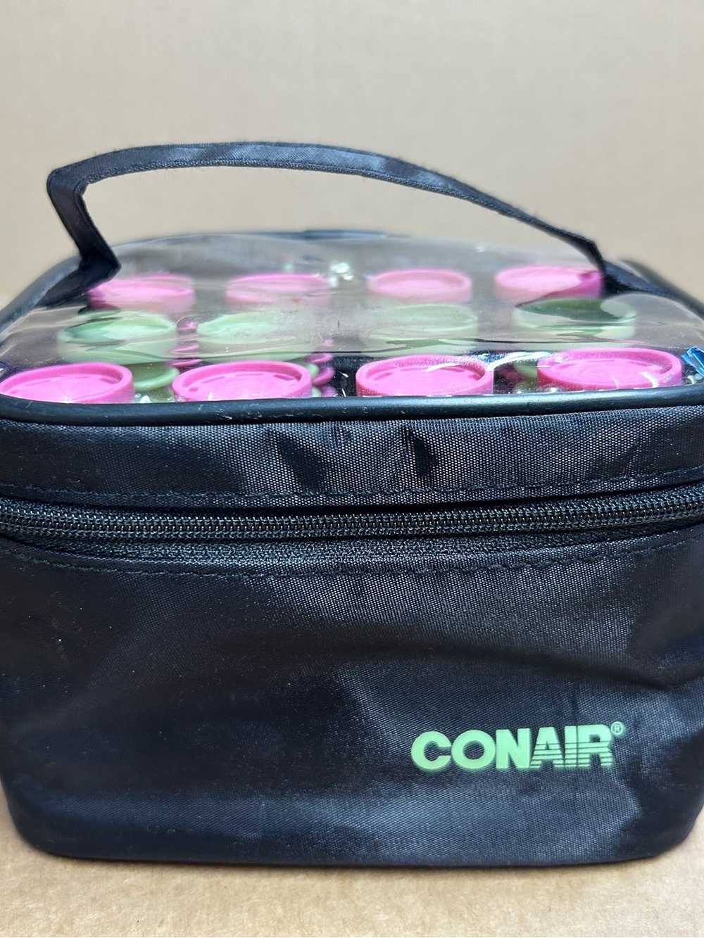 Conair Black Set of 12 Pink & Green Hot Rollers With Travel Case